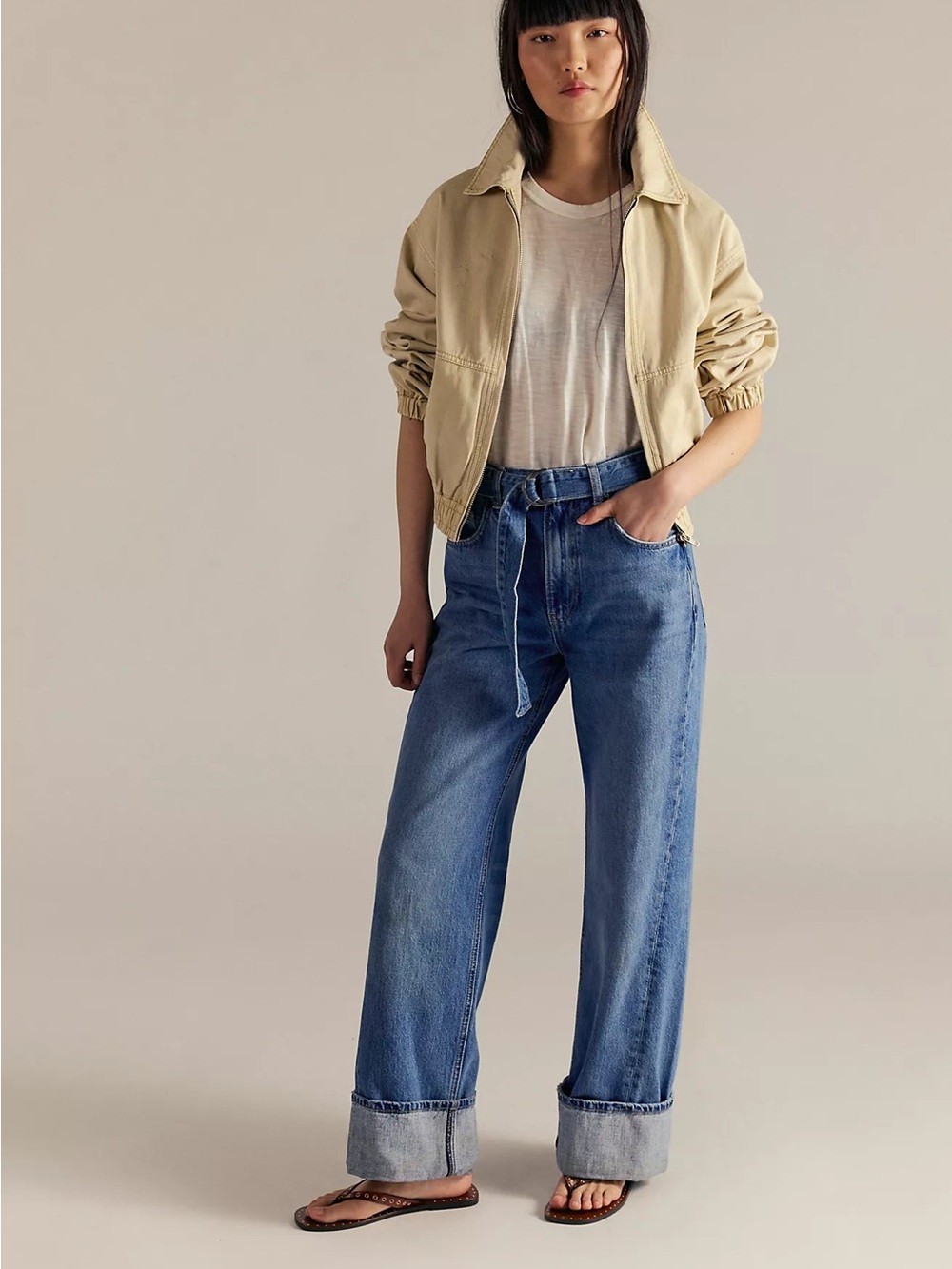 Free people east bay cuffed belted jeans